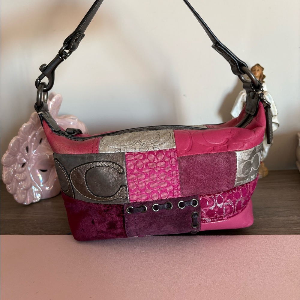 Coach Patchwork Mini Bag - Pink, Silver, Gray - image 2
